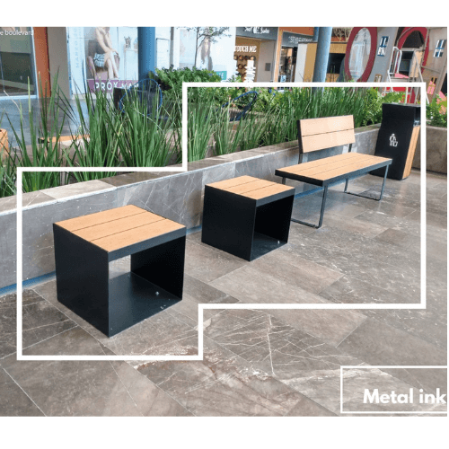 Custom Outdoor Seating / Outdoor Bench Set / Restaurant Seating Bench / Mall Dining Bench